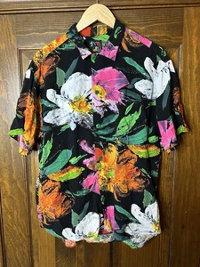 Vintage Jams World Hemd Floral Herren Large Bunt Funky Rayon 90er USA - Bild 1 von 4