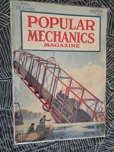 POPULAR MECHANICS MAGAZINE JULY 1918 vintage in vinyl cover nice gift - Picture 1 of 2