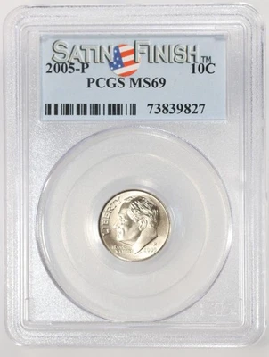 2005-P Satin Finish Roosevelt Dime PCGS MS69 - Image 1 of 4
