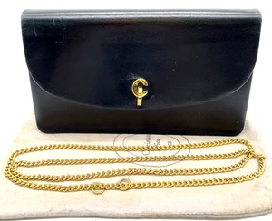 Auth Christian Dior CD Logo Leather Black Chain Shoulder Bag W/Dust bag NS071264 - Picture 1 of 21