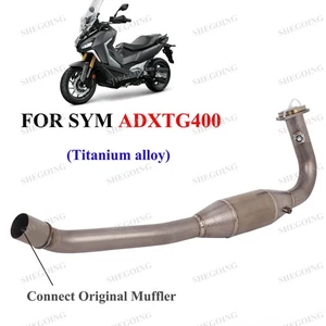 Titanium For SYM ADXTG 400 24-25 Motorcycle Exhaust Front Link Pipe Slip On Pipe - Picture 1 of 5