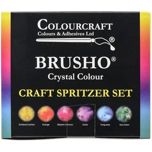 Brusho Crystal Colours Craft Spritzer Set 6/Pkg-Assorted Colors - BASS06 - Picture 1 of 2