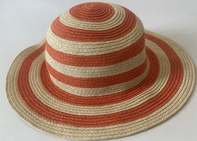 Vintage 09' ~Baby Gap Unisex Sun Hat ~ Natural and Orange Straw Cotton Lined S/M - Image 1 of 4