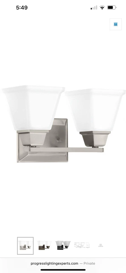 Progress Lighting Clifton Heights Collection 2-Light Brushed Nickel Vanity Light - Image 1 of 1