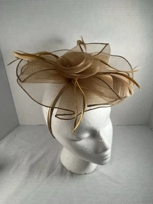 Honey Colored Fascinator With Removable Headband And Hair Clip - Image 1 of 4
