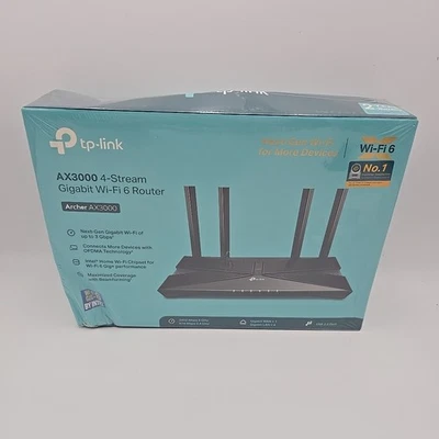 New TP-Link Archer AX3000 4 Stream Dual-Band WiFi 6 Wireless Router up to 3 Gbps - Image 1 of 4