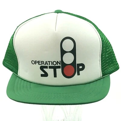 Gorra Burlington Northern Operation Stop Vintage Gorra Ferrocarril Verde Snapback Usada en Excelente Condición Foto 1 de 4