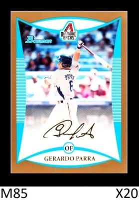 1-2008 BOWMAN DRAFT GOLD PARALLEL GERARDO PARRA D'BACKS CARD#BDPP103 QTY - Image 1 of 2