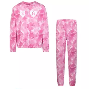 New $70.00 HURLEY Girls 2-piece Fleece Crew Jogger Set Super Comfy - Size: 6/6X - Picture 1 of 2