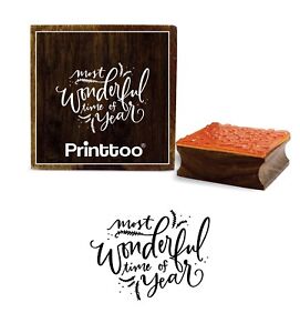 Printtoo Card Print Most Wonderful Time Of Year Design Wooden Stamp-PRB-945