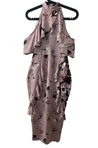PRETTY LITTLE THINGS Dress Womens Size 6 Floral Pink Bodycon Midi Ladies Adult - Bild 1 von 11