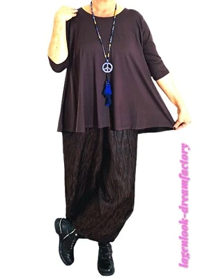 MY OBSESSION MYO-Lagenlook Figurmogler Glocken-Basic-Tunika-Shirt BRAUN Jersey 42 44 46 48