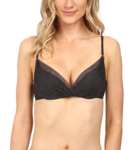 On Gossamer Twilight Demi Bra Size 32 D Sparkle Charcoal Tulle Overlay - Picture 1 of 10
