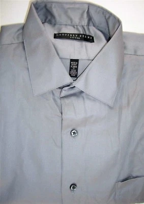 Geoffrey Beene Dress Shirt Cotton Blend Solid Gray Spread Collar Sz. 17 32/33 - Image 1 of 2