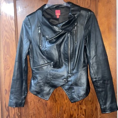 Chaqueta de motociclista G.I.L.I de cuero negro para mujer Abrigo de montar Motocicleta Talla mediana 8 Foto 1 de 4