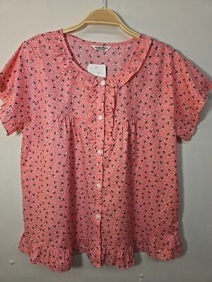 Novo com etiquetas Crystina Binna algodão leve roupa noturna detalhes de babado tamanho M - Imagem 1 de 4