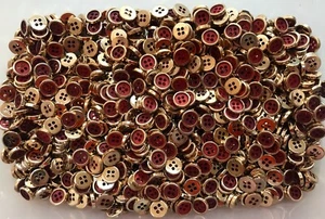 Small 11mm 18L Russet Red & Gold 4 Hole Scrapbook Craft Button Buttons (Y81) - Picture 1 of 1