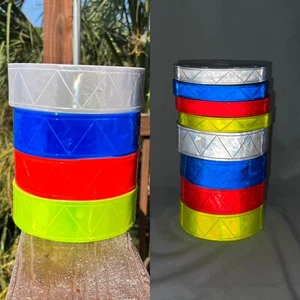 1" & 2" Inch Reflective PVC Sew On Fabric Tape 10', 20', 30' Rolls Prismatic - Picture 1 of 12