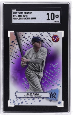 2023 Topps Pristine Babe Ruth Purple Refractor #114 /99 SGC 10 - Image 1 of 2