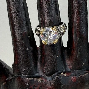 Premier Designs Silver & Gold Tone Glass Stone Statement Ring Size 5.75 - Picture 1 of 8