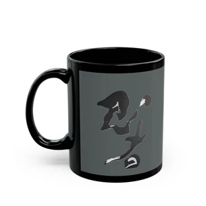 Gray on Black Mug (11oz) 'Ninja' kanji,  Coffee Mug by TokyoBill - Picture 1 of 4