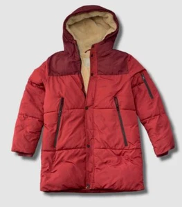 $69 Zara Kid's Boys Red Colorblocked Fleece Lined Puffer Coat Jacket Size 13/14 - Picture 1 of 3