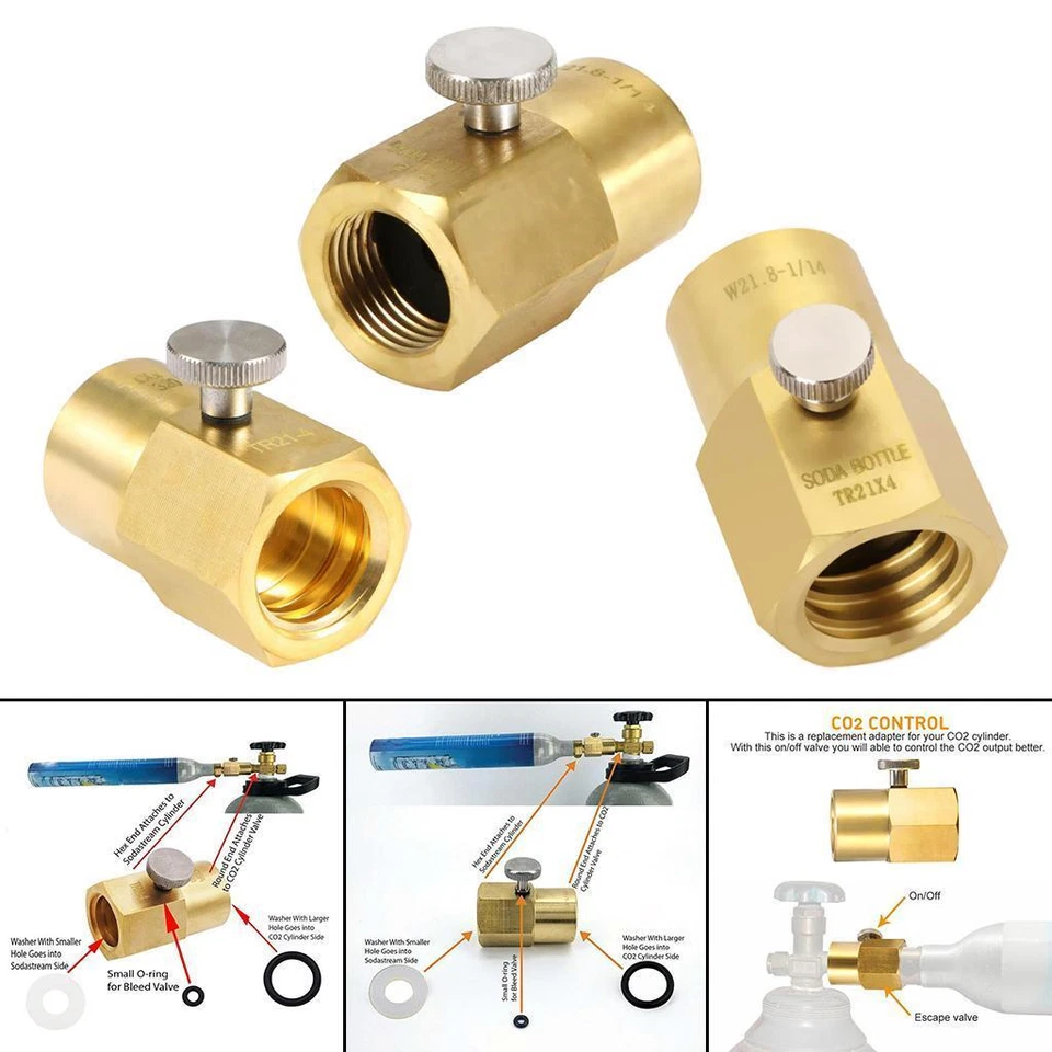 CO2 Cylinder Refill Adapter TR21-4 to CGA320/W21.8 G1/2 to W21.8 Replacement - Bild 1 von 1