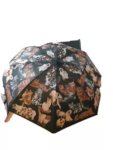 Shaw 36" Umbrella "Cats" Smithsonian Catalogue~ Automatic~ Black~ Vintage ~EUC - Picture 1 of 14