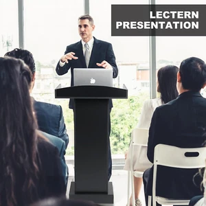 Durable Presentation Podium Stylish Classroom Lectern Heavy Base Lectern Wooden - Picture 1 of 12