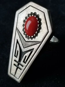 ROY TALAHAFTEWA HOPI MODERNER RING STERLINGSILBER KORALLE 18,5 GRAMM!!! - Bild 1 von 12