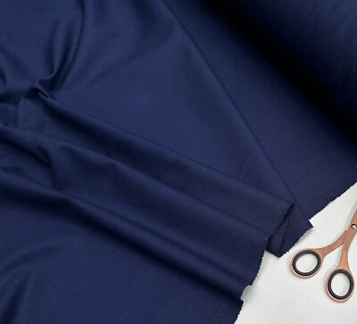 Classic Linen Cotton Blend Plain Fabric Home Decor - 140cm Wide - Navy Blue - Image 1 of 3