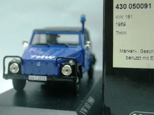 WOW EXTREMELY RARE VW 181 Kubelwagen Soft Top Blue THW 1969 1:43 Minichamps - Picture 1 of 3