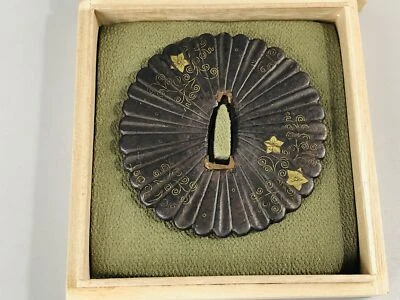 Y7004 TSUBA sword guard Inlay box Japan samurai katana antique koshirae edo - Image 1 of 4