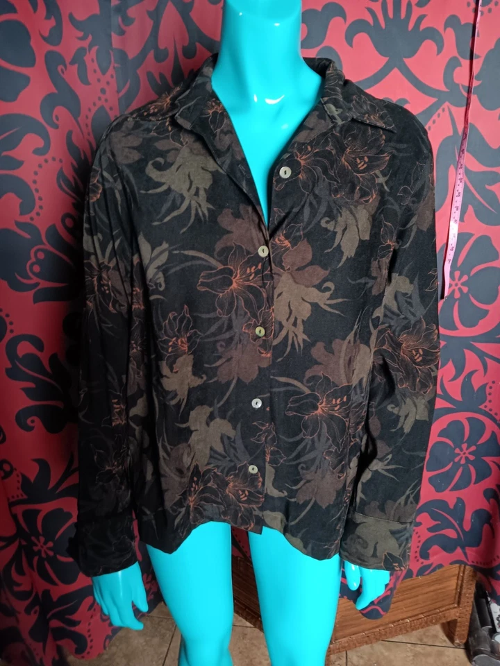 Camisa Floral Vintage La Cabana M Manga Larga Cachicha Academia Y2k Gótica Años 90 Foto 1 de 4