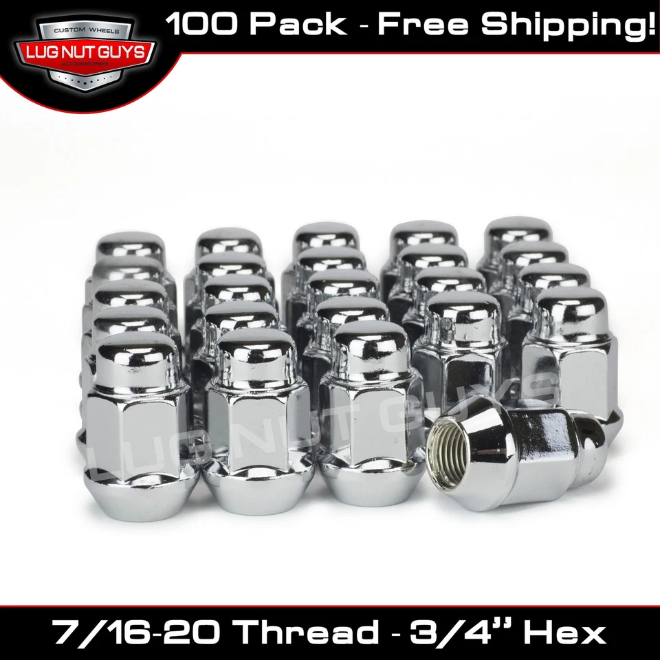 100 porcas cromadas bojo bolota 7/16-20 Chevrolet Buick Pontiac Olds - Imagem 1 de 3