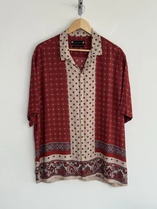 Allsaints “Maltese” Short Sleeve Holiday Shirt Floral Paisley Red Large/ Relaxed - Picture 1 of 11