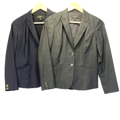 Lote de 2 blazers Talbots para mujer 2P gris pequeño azul marino lana elástica carrera Foto 1 de 4