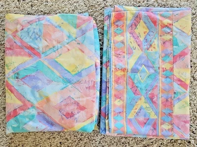 Wamsutta Supercale Sundance Twin Fitted Flat Sheets Vintage Southwest Geometric - Image 1 of 4