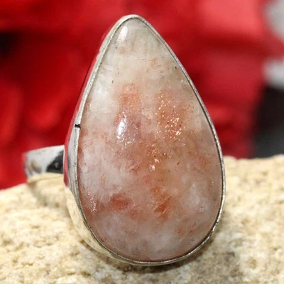 925 Silver Plated Sunstone Jewellery Ring Handmade Gemstone Size Us 8 GW - Image 1 of 3