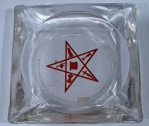 Vintage Freimaurer Aschenbecher Oststern Fünfeck Emblem 4"X4" Glas Aschenbecher - Bild 1 von 1