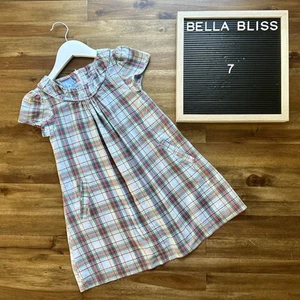 Bella Bliss Blue Notingham Plaid Willa Short Sleeve Cotton Dress Preppy 7 - Picture 1 of 8