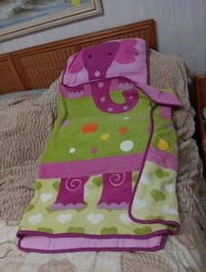 Lambs & Ivy Pink Elephant Nap Mat Roll Up Blanket With Pillow - Picture 1 of 7