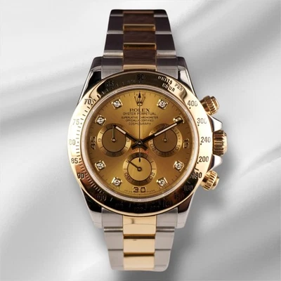 Rolex Daytona Cosmograph 40mm 18k & Steel Men's Oyster Gold Dial Watch 116523 - Image 1 of 4
