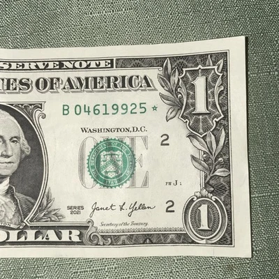 *STAR⭐️NOTE* #04619925*-2021 US $1 Dollar Bill “B” NY Mint Mark! UNC! RARE Bill! - Image 1 of 4