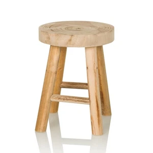 Holzhocker rund massiv Holz Hocker RUSTIKO Sitzhocker Blumenhocker Beistelltisch - Bild 1 von 10