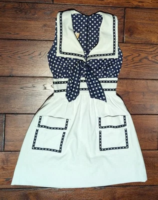 Vestido De Colección Howard Wolf Boutique Azul Marino Marinero Mod Bolsillos Delanteros Sin Mangas Talla 5 Foto 1 de 4