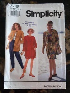SIMPLICITY PATTERN - 7748 LADIES TAPERED PANTS SHORTS SHIRT-JACKET 10-16 UNCUT - Picture 1 of 2