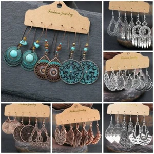 45 Pair Gypsy Earrings Tribal Ethnic Festival Ear Hook Drop Dangle Women Jewelry - Picture 1 of 54