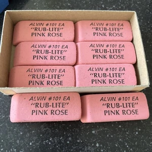 Vintage Pink Rose Pencil erasers-Alvin #101 EA “PINK ROSE “ W BoxMade in USA NOS - Picture 1 of 3