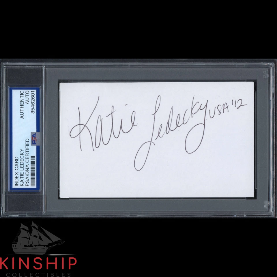 Katie Ledecky signed 3x5 Index Card PSA DNA Slab Vintage Swimming Auto C3945 - Image 1 of 1